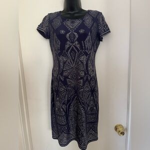 Jump Navy and Silver Patterned Midi Dress